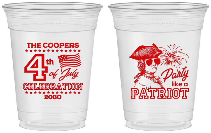 Custom 4th Of July 16 oz Soft Sided Clear Cups - Patriot | 220038
