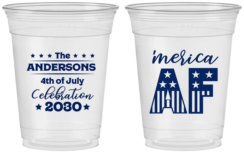 Custom 4th Of July 16 oz Soft Sided Clear Cups - Merica Af | 220041