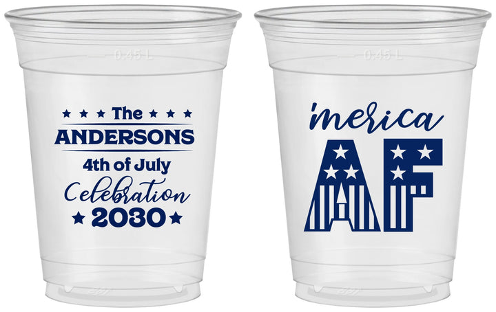 Custom 4th Of July 16 oz Soft Sided Clear Cups - Merica Af | 220041