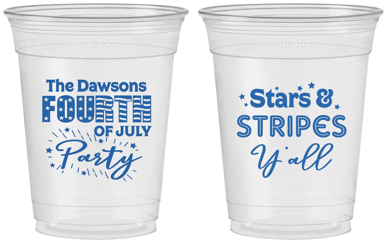 Custom 4th Of July 16 oz Soft Sided Clear Cups - Stars Stripes | 220047