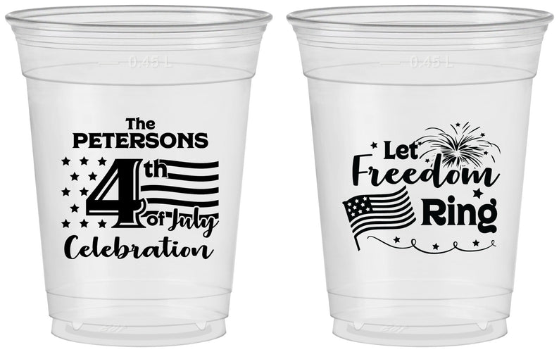 Custom 4th Of July 16 oz Soft Sided Clear Cups - Fireworks | 220048