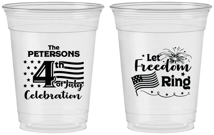 Custom 4th Of July 16 oz Soft Sided Clear Cups - Fireworks | 220048