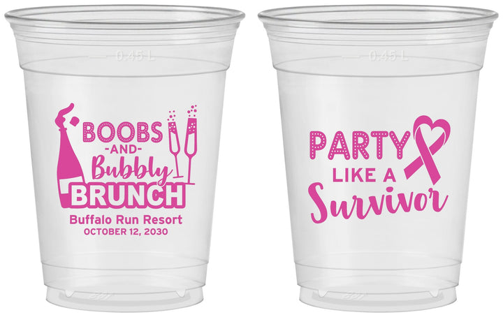 Custom Awareness 16 oz Soft Sided Clear Cups - Party Like A Survivor | 230006