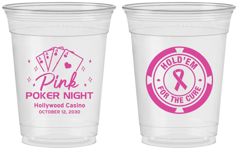 Custom Awareness 16 oz Soft Sided Clear Cups - Poker Casino | 230013