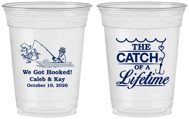 Custom Wedding 16 oz Soft Sided Clear Cups - Catch Of A Lifetime | 234