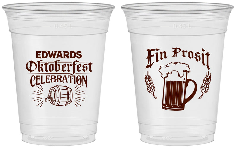Custom Oktoberfest 16 oz Soft Sided Clear Cups - Ein Prosit | 240002