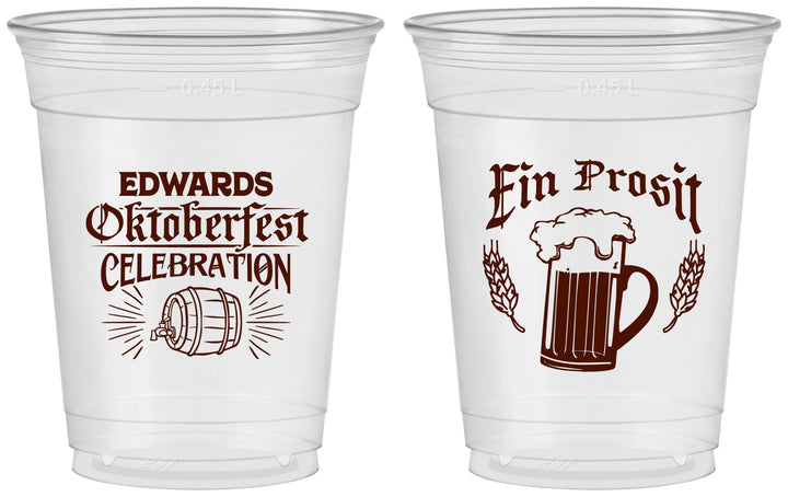 Custom Oktoberfest 16 oz Soft Sided Clear Cups - Ein Prosit | 240002