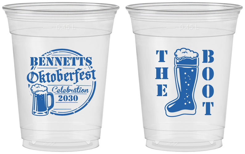 Custom Oktoberfest 16 oz Soft Sided Clear Cups - Boot | 240004