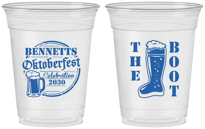 Custom Oktoberfest 16 oz Soft Sided Clear Cups - Boot | 240004