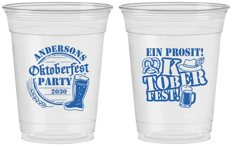 Custom Oktoberfest 16 oz Soft Sided Clear Cups - Ein Prosit | 240005