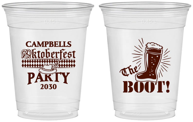 Custom Oktoberfest 16 oz Soft Sided Clear Cups - Boot | 240006