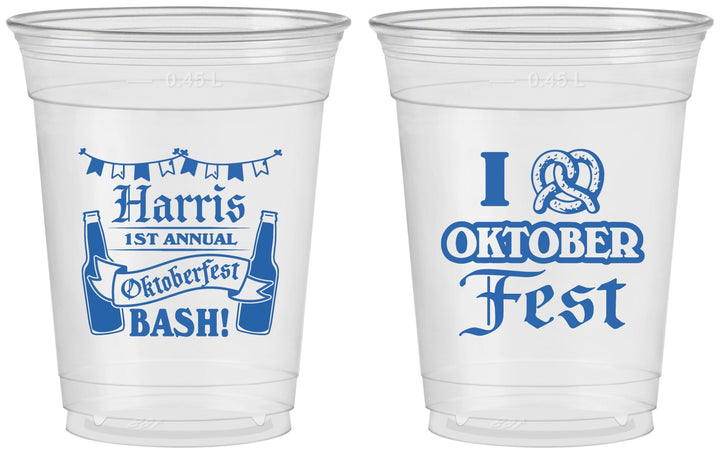 Custom Oktoberfest 16 oz Soft Sided Clear Cups - Pretzel | 240009