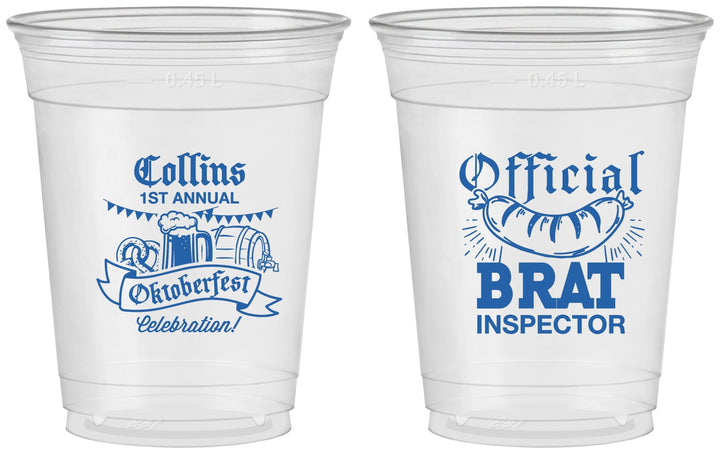 Custom Oktoberfest 16 oz Soft Sided Clear Cups - Brat Inspector | 240011