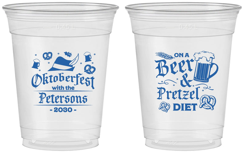 Custom Oktoberfest 16 oz Soft Sided Clear Cups - Pretzel | 240012