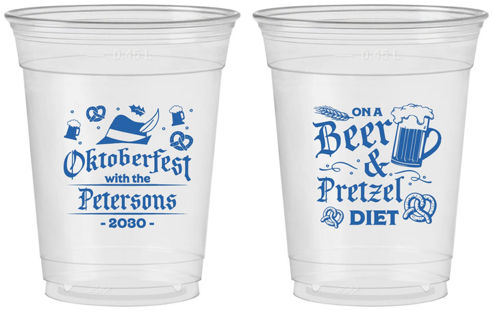 Custom Oktoberfest 16 oz Soft Sided Clear Cups - Pretzel | 240012