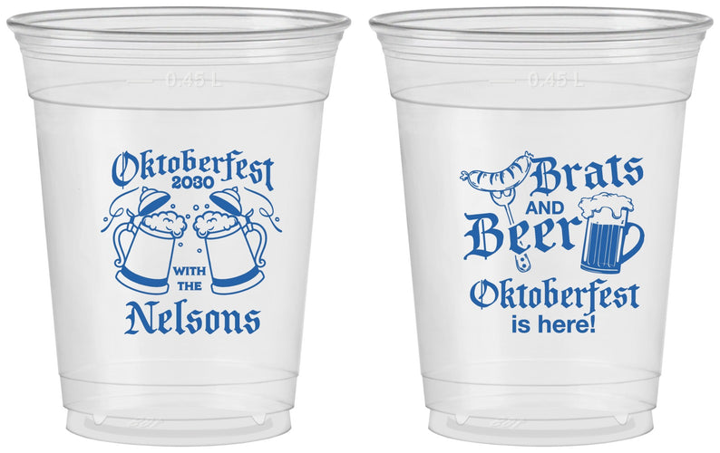 Custom Oktoberfest 16 oz Soft Sided Clear Cups - Brats Beer | 240013