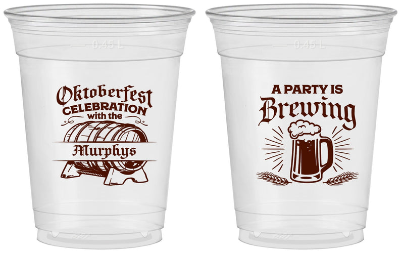 Custom Oktoberfest 16 oz Soft Sided Clear Cups - Beer Keg | 240014