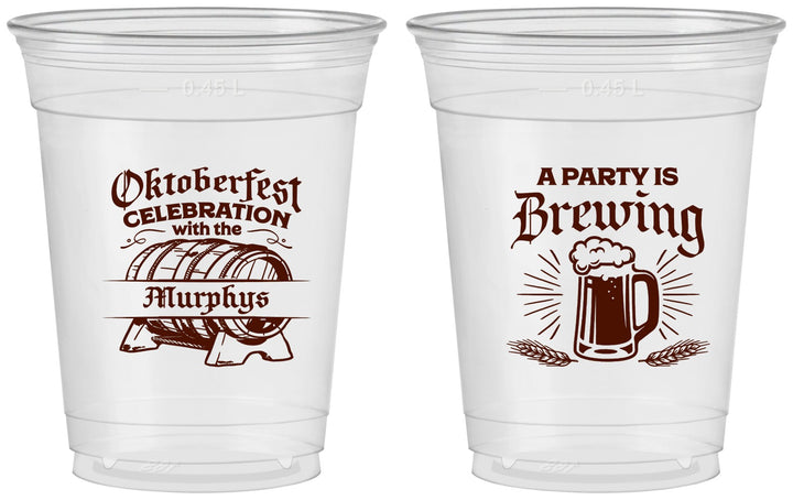 Custom Oktoberfest 16 oz Soft Sided Clear Cups - Beer Keg | 240014