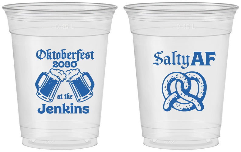 Custom Oktoberfest 16 oz Soft Sided Clear Cups - Pretzel Salty Af | 240015