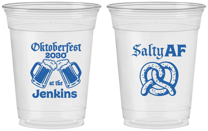 Custom Oktoberfest 16 oz Soft Sided Clear Cups - Pretzel Salty Af | 240015