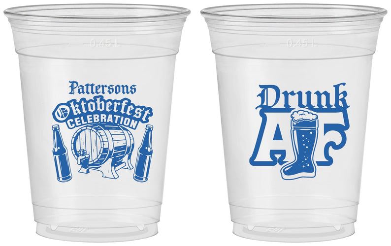 Custom Oktoberfest 16 oz Soft Sided Clear Cups - Drunk Af | 240016