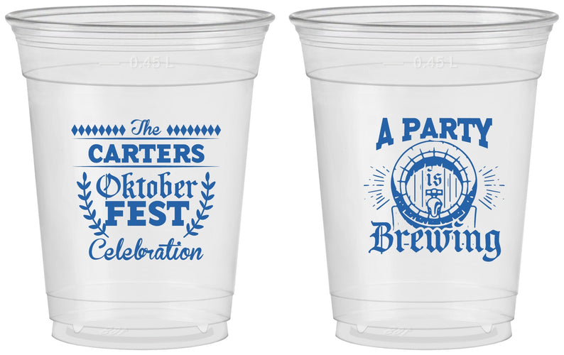 Custom Oktoberfest 16 oz Soft Sided Clear Cups - Beer Keg | 240017