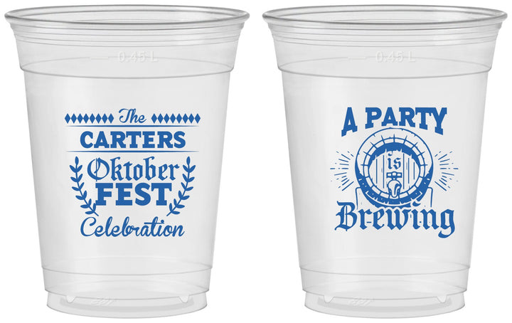 Custom Oktoberfest 16 oz Soft Sided Clear Cups - Beer Keg | 240017