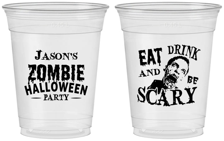Custom Halloween 16 oz Soft Sided Clear Cups - Eat Drink Be Scary | 250003