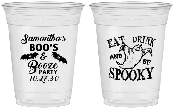 Custom Halloween 16 oz Soft Sided Clear Cups - Ghost Spooky Boo | 250007