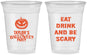 Custom Halloween 16 oz Soft Sided Clear Cups - Scary Pumpkin | 250008