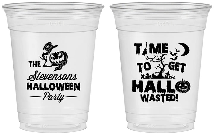 Custom Halloween 16 oz Soft Sided Clear Cups - Hallowasted Pumpkin | 250013