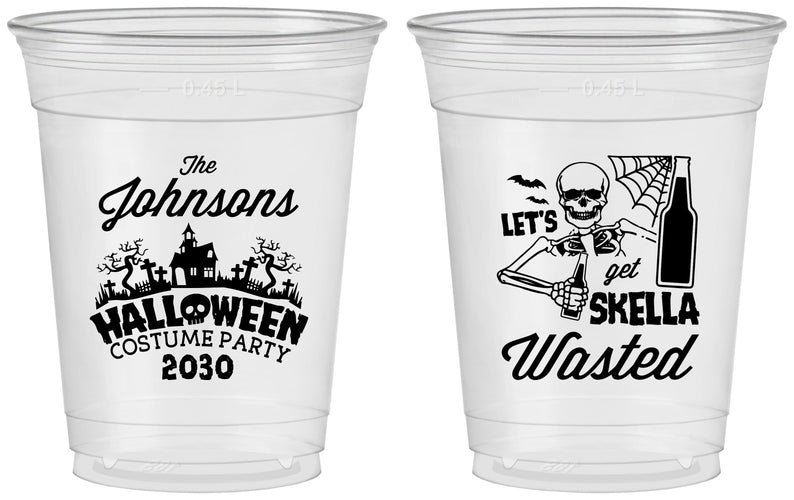 Custom Halloween 16 oz Soft Sided Clear Cups - Skellawasted Skeleton | 250014