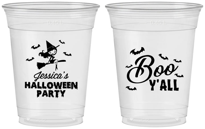Custom Halloween 16 oz Soft Sided Clear Cups - Witch Boo | 250015