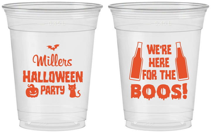 Custom Halloween 16 oz Soft Sided Clear Cups - Boo | 250016