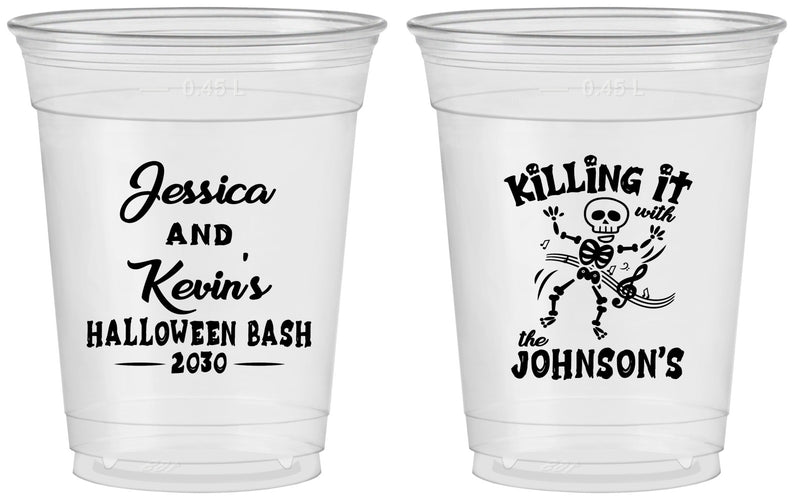 Custom Halloween 16 oz Soft Sided Clear Cups - Skeleton | 250017