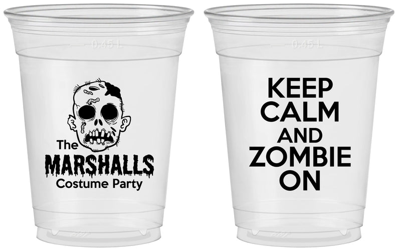 Custom Halloween 16 oz Soft Sided Clear Cups - Zombie | 250018