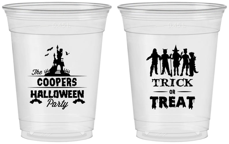 Custom Halloween 16 oz Soft Sided Clear Cups - Trick Or Treat | 250019