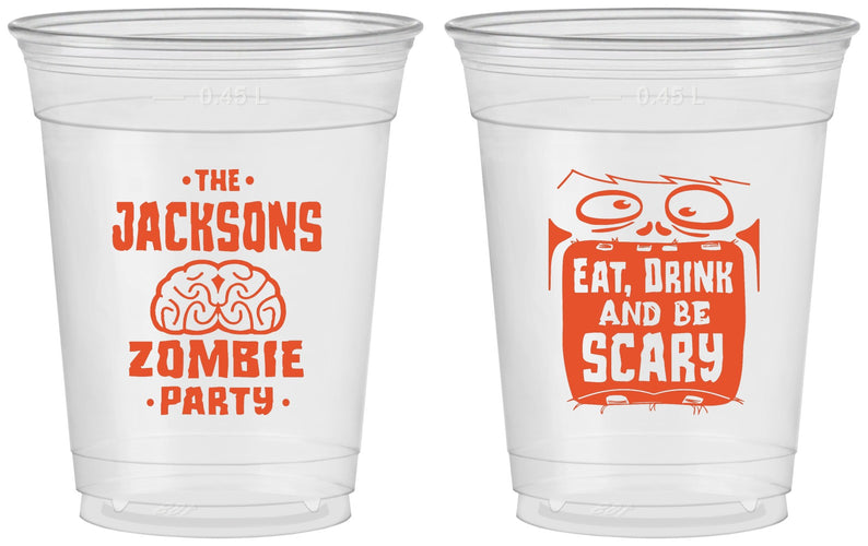 Custom Halloween 16 oz Soft Sided Clear Cups - Eat Drink Be Scary | 250028