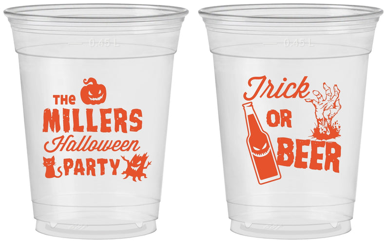 Custom Halloween 16 oz Soft Sided Clear Cups - Trick Or Beer | 250032