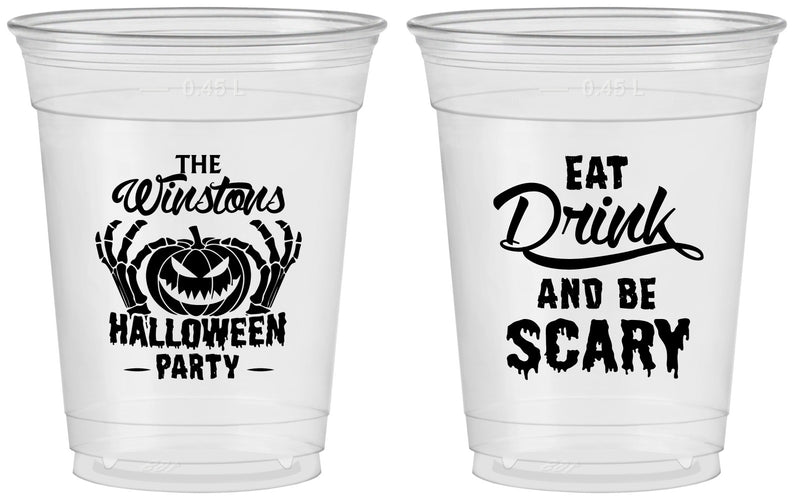 Custom Halloween 16 oz Soft Sided Clear Cups - Eat Drink Be Scary | 250033