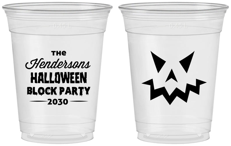Custom Halloween 16 oz Soft Sided Clear Cups - Pumpkin | 250034