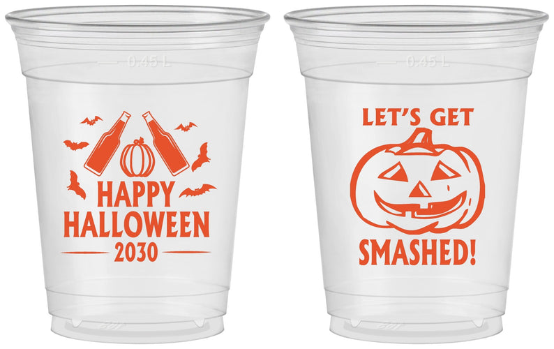 Custom Halloween 16 oz Soft Sided Clear Cups - Lets Get Smashed | 250036