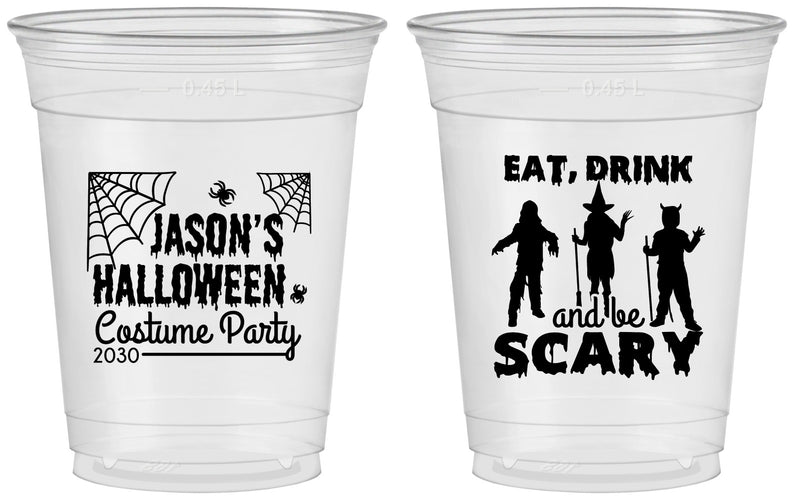 Custom Halloween 16 oz Soft Sided Clear Cups - Eat Drink Be Scary | 250038