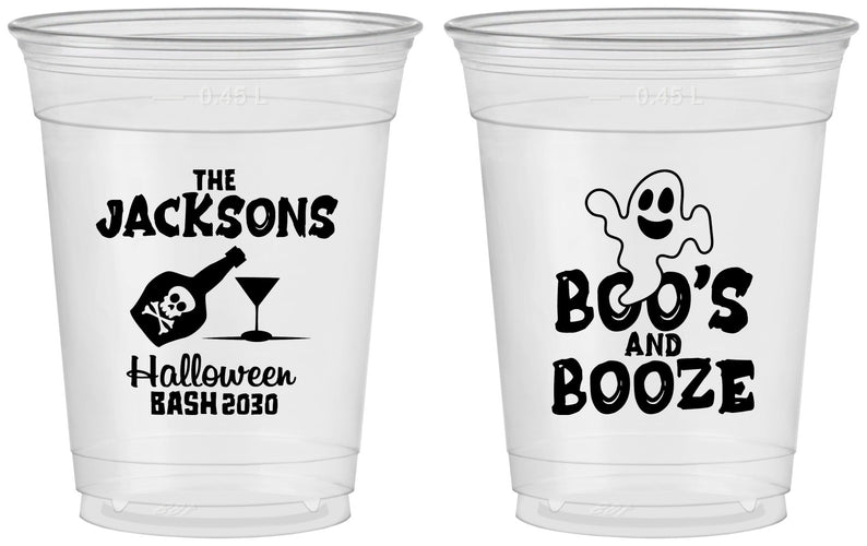 Custom Halloween 16 oz Soft Sided Clear Cups - Boos And Booze | 250047