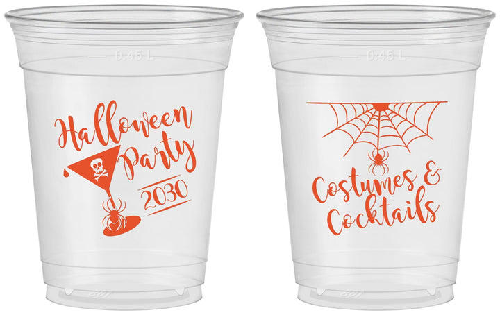Custom Halloween 16 oz Soft Sided Clear Cups - Costumes Cocktails | 250048