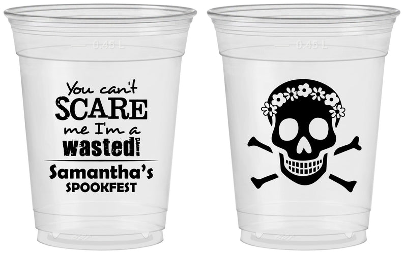 Custom Halloween 16 oz Soft Sided Clear Cups - Sugar Skull | 250050