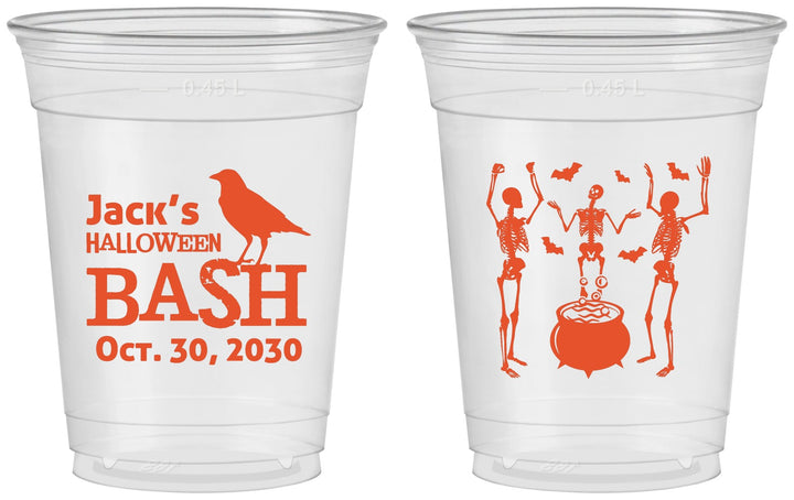 Custom Halloween 16 oz Soft Sided Clear Cups - Skeleton | 250052