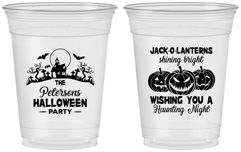 Custom Halloween 16 oz Soft Sided Clear Cups - Jack O Lantern | 250053