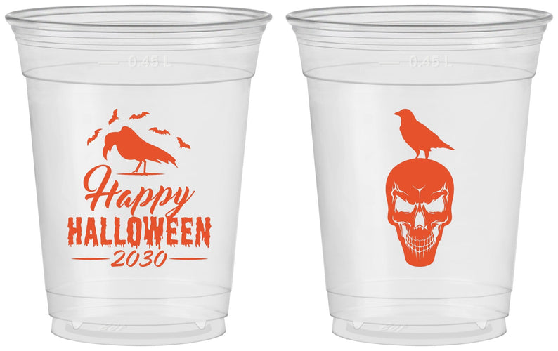Custom Halloween 16 oz Soft Sided Clear Cups - Skeleton | 250056
