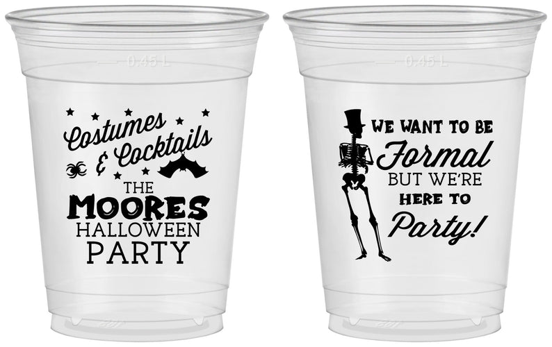 Custom Halloween 16 oz Soft Sided Clear Cups - Skeleton | 250057